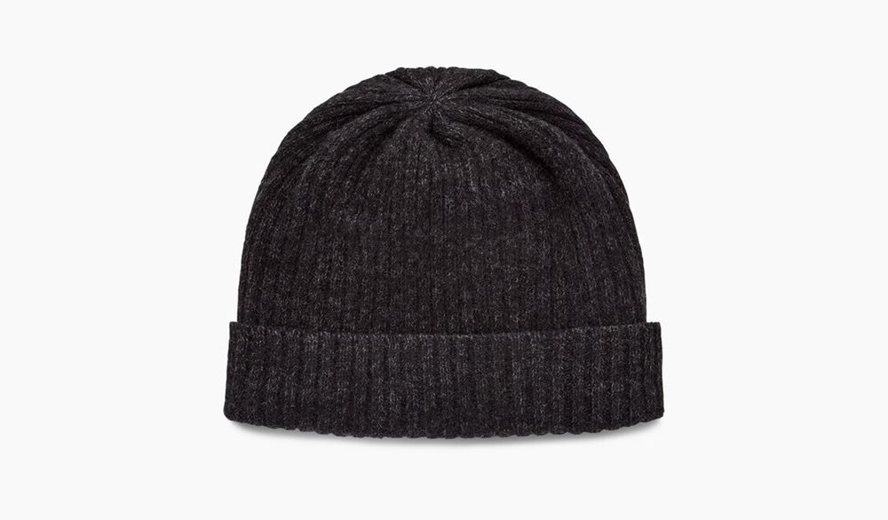 Ugg Hats Mens - Ugg Eastwood Rib Knit Black - 539GEVKJU